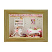 Petite vitrine en kit Chambre bébé rose 1/12