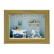 Petite vitrine en kit Chambre bébé bleue 1/12