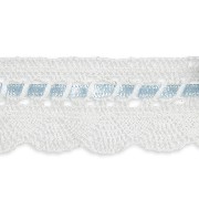 Rideau dentelle blanc ruban satin bleu pour maisons de poupées 1/12