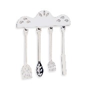 Set 4 ustensiles cuisine support argent