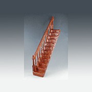 Escalier rampe à gauche, merisier pour maisons de poupées 1/12