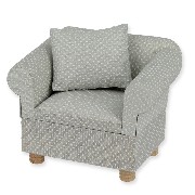 Fauteuil gris à pois + 1 coussin