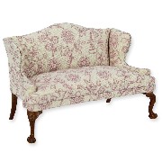 Sofa noyer tissus fleuri vieux rose