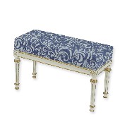 Banquette Louis XVI ivoire-or bleu meuble de collection Trianon 1/12