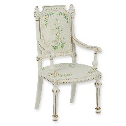 Chaise avec accoudoirs Louis XVI ivoire fleurs