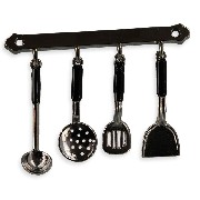 Support 4 accessoires de cuisine métal et noir miniature 1/12