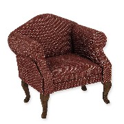 Bergère Louis XV teinté tissu bordeaux meuble miniature 1/12