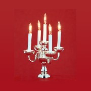 Bougeoir 12V Argent 5 Branches pour maisons de poupées 1/12