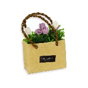 sac en kraft avec tulipes blanches et violettes miniature 1:12e