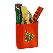 sac cadeau Noël avec papiers cadeaux miniature 1:12e 1/12