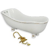Baignoire blanche porcelaine filet doré 1/12