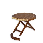 Table de jardin noyer - Plateau endommagé - meuble miniature 1/12