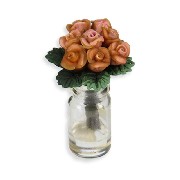 Bouquet de roses foncées dans vase - traces de colle - miniature 1/12