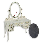 Coiffeuse Louis XV ivoire-fleurs - contour de miroir cassé - meuble de collection Trianon 1/12