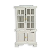 Deux corps d'angle blanc - poignées décalées - meuble miniature 1/12