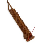 Escalier droit merisier - abimé -, rampe à droite pour maisons de poupées 1/12
