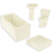 Salle de bain blanche 4 pcs - traces de colle -  miniature 1/12