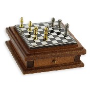 Jeu d'échecs - non magnétique - avec tiroir merisier miniature 1/12