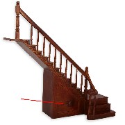 Escalier d'angle merisier,rampe à gauche - peinture de moyenne qualité - pour maisons de poupées 1/1