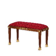 Banquette Empire noyer-or tissus rougemeuble de collection Trianon 1/12