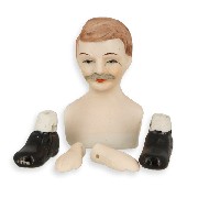 Tete et membres porcelaine, pere pour maisons de poupées 1/12