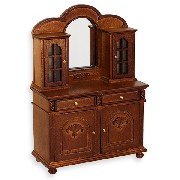 Buffet salle à manger miroir noyer meuble miniature 1/12