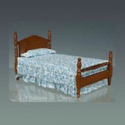Lit simple merisier meuble miniature 1/12