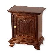 Table de nuit 1 porte noyer meuble miniature 1/12