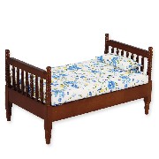 Lit a barreaux noyer meuble miniature 1/12