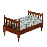 Lit a barreaux merisier meuble miniature 1/12