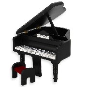 Piano à queue avec tabouret noir meuble miniature 1/12