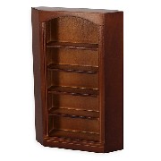 Bibliotheque d angle noyer meuble miniature 1/12
