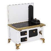 Cuisinière blanche métal meuble miniature 1/12