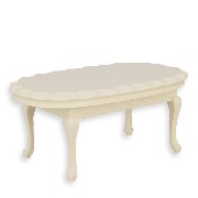 Table ovale bord biseaute L-XV ivoire meuble miniature 1/12
