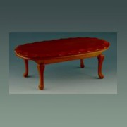 Table ovale bord biseaute L-XV merisier meuble miniature 1/12