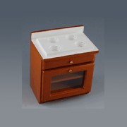 Element cuisine four merisier meuble miniature 1/12