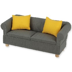 Sofa gris + 2 coussins jaune