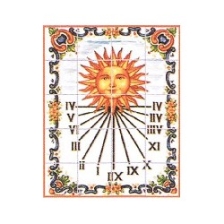 Fresque carrelage cadran solaire, Mur