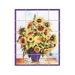 Fresque carrelage tournesols