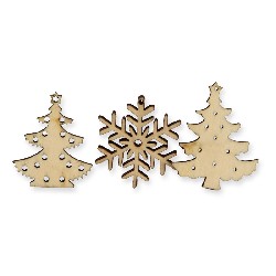 Déco : 1 étoile + 2 sapins en bois, Miniatures