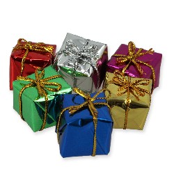 6 paquets cadeaux couleurs ass.