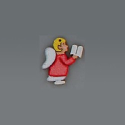 Mini sujet bois ange rose avec livre, Miniatures