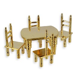 4 chaises et table laiton miniature 1/12