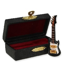 Guitare électrique noire avec coffret miniature 1/12