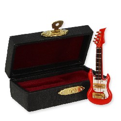 Guitare électrique rouge avec coffret miniature 1/12