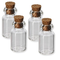 4 flacons verre avec bouchon liege, Miniatures