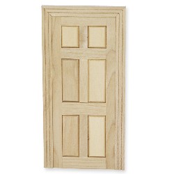 Fausse porte 6 panneaux non vernie pour maisons de poupées 1/12