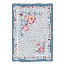 Tapis tissé français bleu/fleurs, Sol