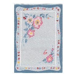 Tapis tissé français bleu/fleurs