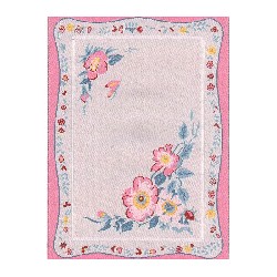 Tapis tissé français rosé/fleurs